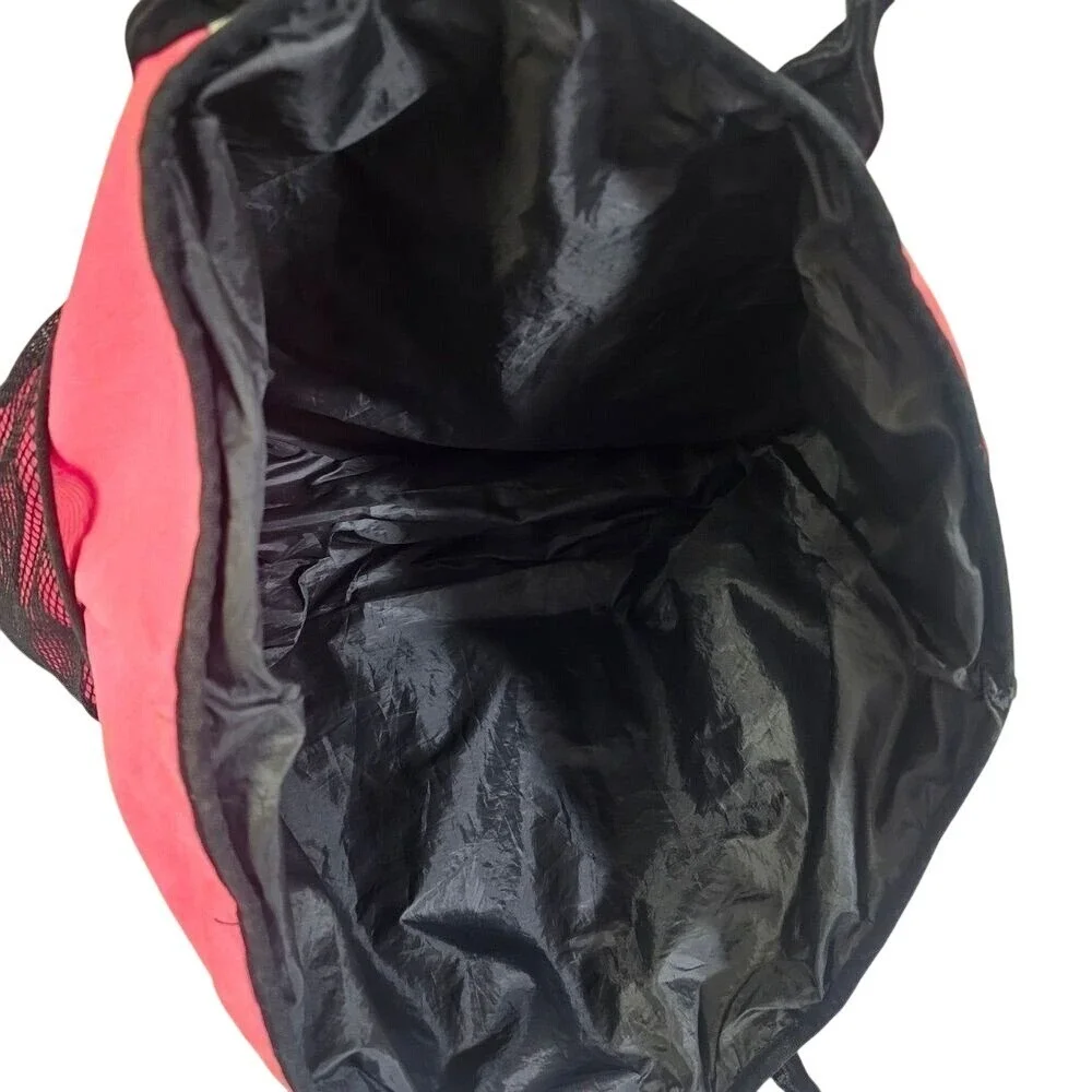 Victoria's Secret Beach Tote Bag with Mesh Pockets‎ Pink Black Striped SummerEUC